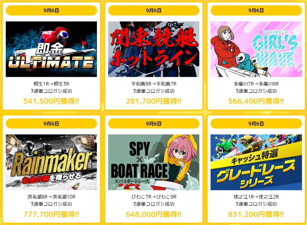 Cキャッシュ9月の的中実績